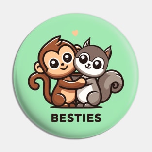 Monkey and Squirrel Besties Pin