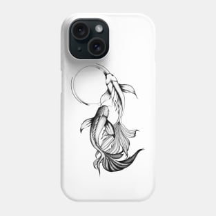 Koi fish couple | Enso circle | Love dance | Feng shui Phone Case