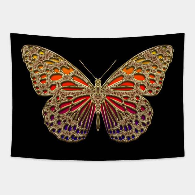 butterfly gold Tapestry by KHMISSA ART