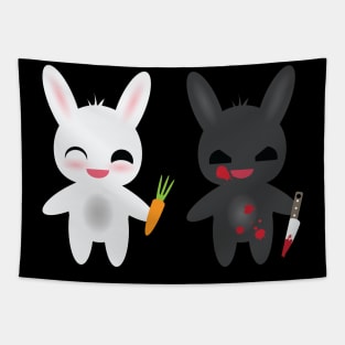 Cute rabbit and killer rabbit Tapestry