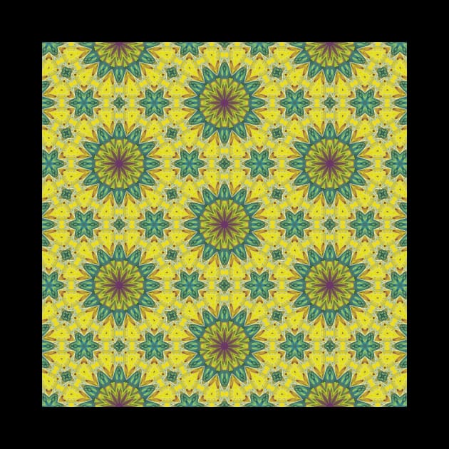 Teal Colored Star Shapes on Yellow Colored Background - WelshDesignsTP004 by WelshDesigns