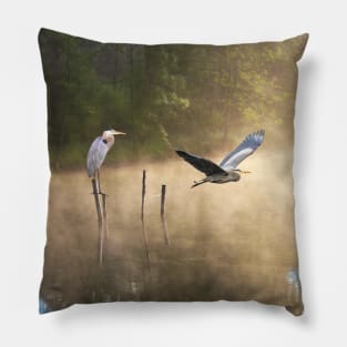 Great Blue Herons at Morning Pond Pillow