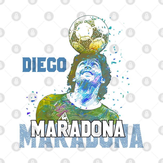 Diego Maradona The Legend Retro Style Fan Art by VintageMimi