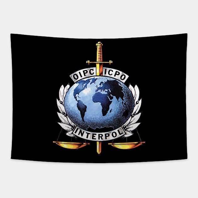 INTERPOL International Police Unit Seal Tapestry by Desert Owl Designs