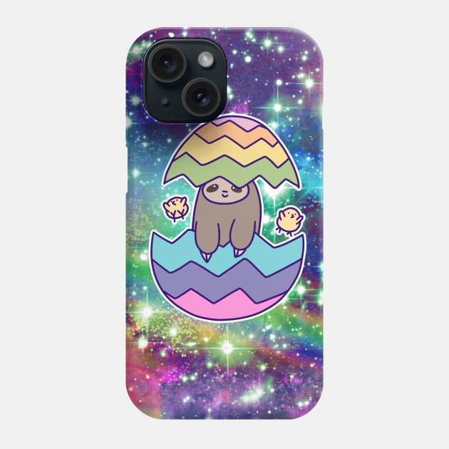 Easter Egg Sloth - Rainbow Space Phone Case by saradaboru