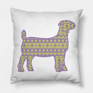 Boer Goat with Blue Green Southwest Aztec Pattern Pillow