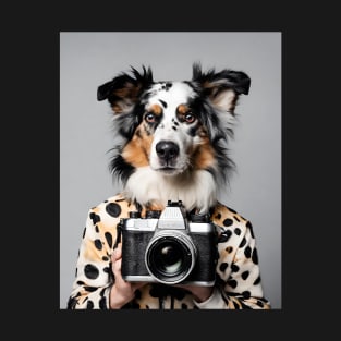 Bad ai Border Collie photographer T-Shirt