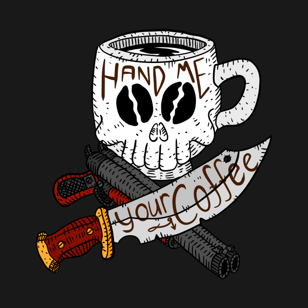 coffee gang. black coffee pirate. hand drawn logo. by JJadx