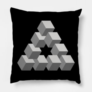 Optical illusion triangle #12 - greys Pillow