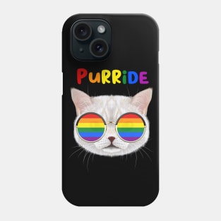 Purride Funny Cat Gay Pride Ally Rainbow Sunglasses LGBTQ Phone Case