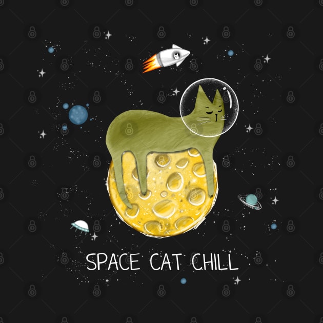 Cats in space. Cute typographi print with cats astronaut. by Olena Tyshchenko