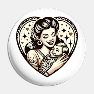 Vintage Motherhood Love Heart Symbol of Maternal Affection Pin