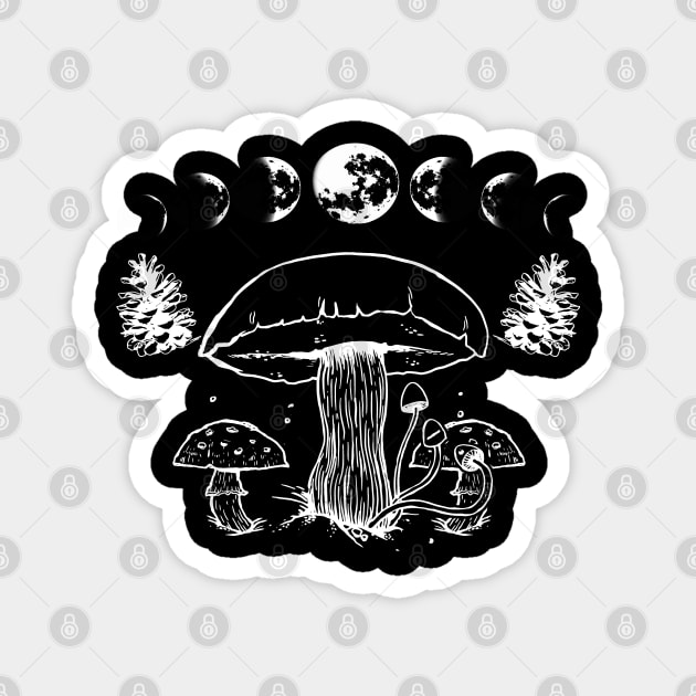 Mushroom Aesthetic Cute Fungi Lover Cottagecore Style Magnet by sBag-Designs