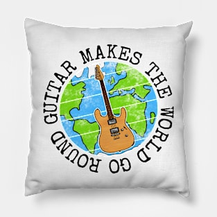 Guitar Makes The World Go Round, Electric Guitarist Earth Day Pillow