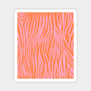 Pink and Orange, Pastel, Zebra Stripes, Pattern Magnet