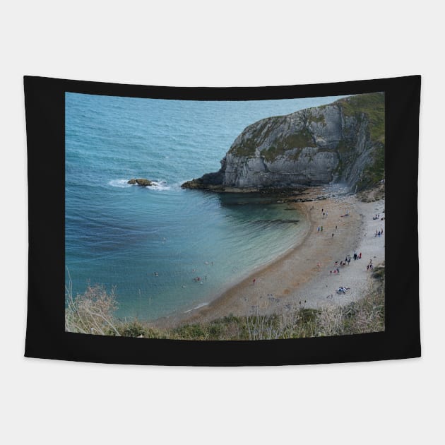 Swimming at Lulworth Cove Near Durdle Door Tapestry by fantastic-designs