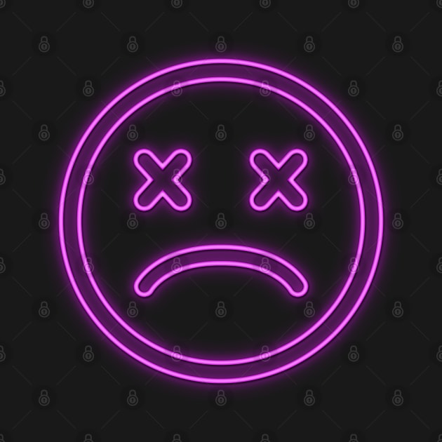 EMOJI SAD FACE NEON by JWOLF