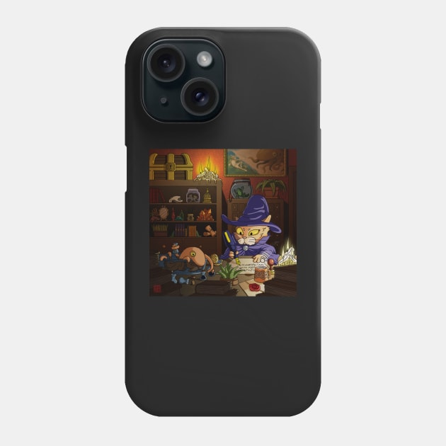 Baz the Cat Wizard Phone Case by DingHuArt