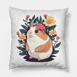 cute guinea pig and flowers Pillow