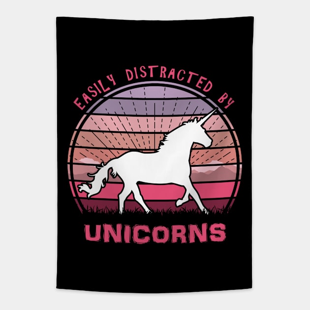 Easily Distracted By Unicorns Tapestry by Nerd_art