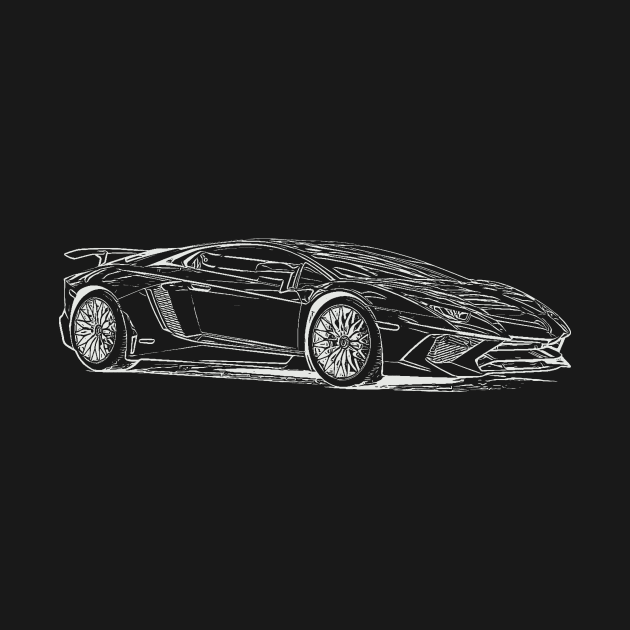 Aventador SV Wireframe White by Auto-Prints