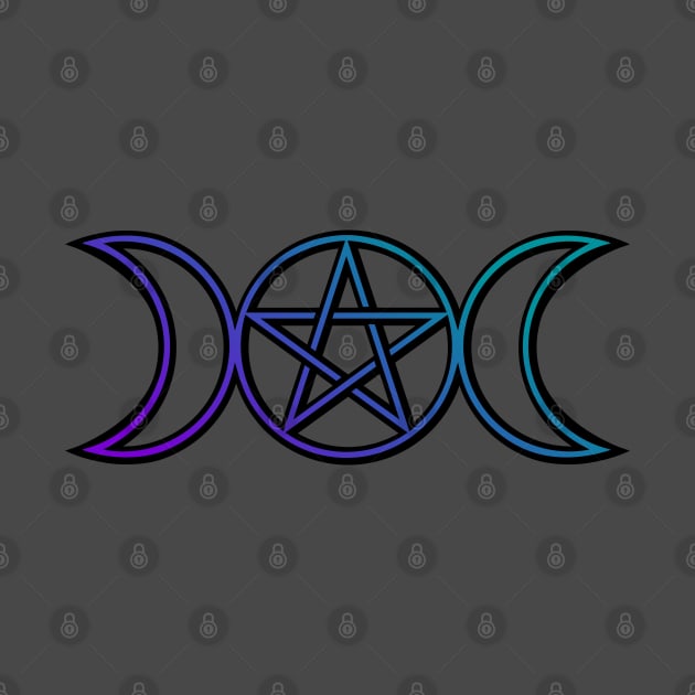 Triple Moon Goddess Purple Teal by RavenWake