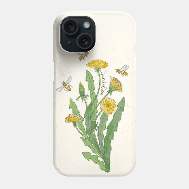 Wildflower Dandelion honey bee Phone Case by DenesAnnaDesign