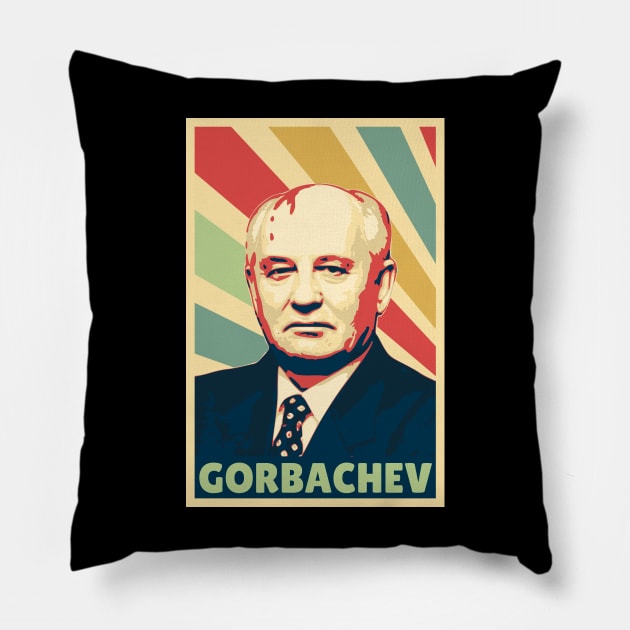 Mikhail Gorbachev Vintage Colors Pillow by Nerd_art