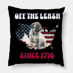 4th of July Independence Day Funny Design for Dog Lovers Pillow