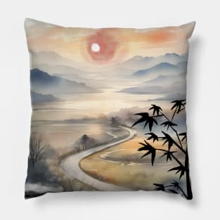 Korean painting, beautiful ink painting Pillow