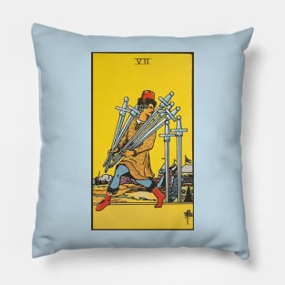 Seven of swords tarot card Pillow