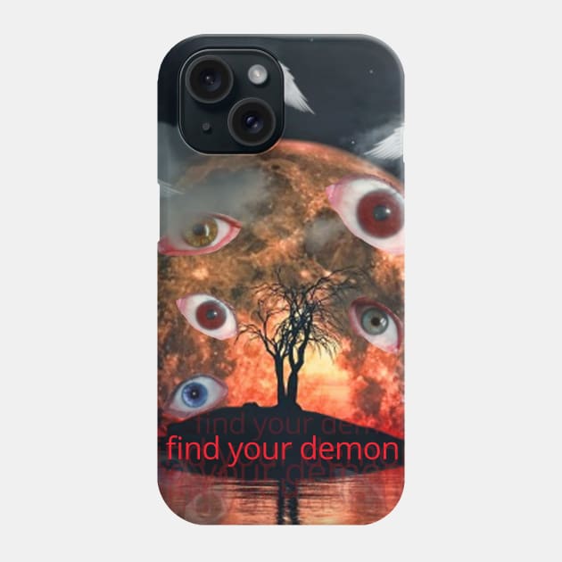 Weirdcore Aesthetic Demonic Red Full Moon Eyes Phone Case by Alex21