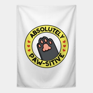 Absolutely Pawsitive Cute Pawprint Animal Pun Tapestry