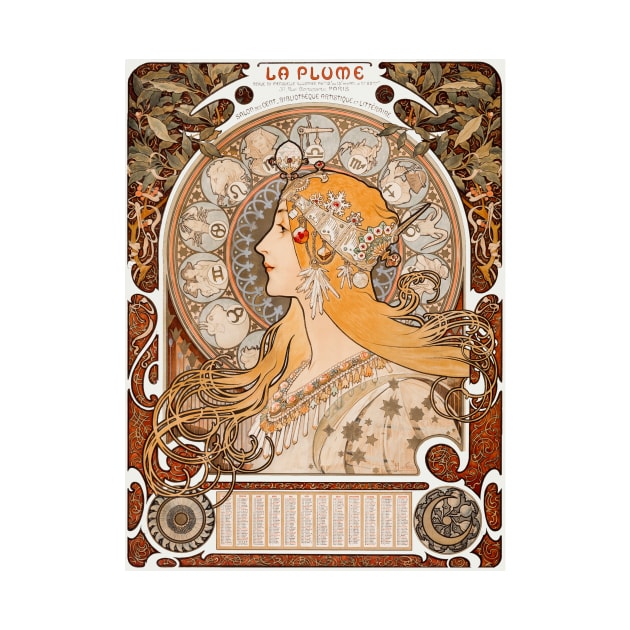 Alphonse Mucha Zodiaque La Plume by SybaDesign