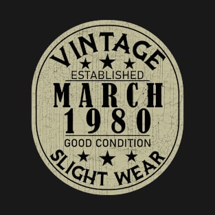 Vintage Established March 1980 - Good Condition Slight Wear T-Shirt