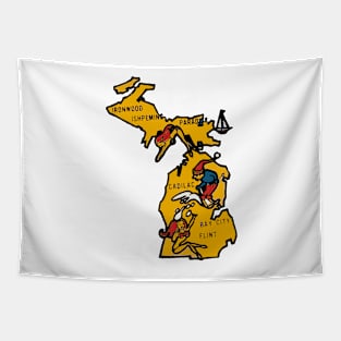 Vintage Style Michigan Decal Tapestry