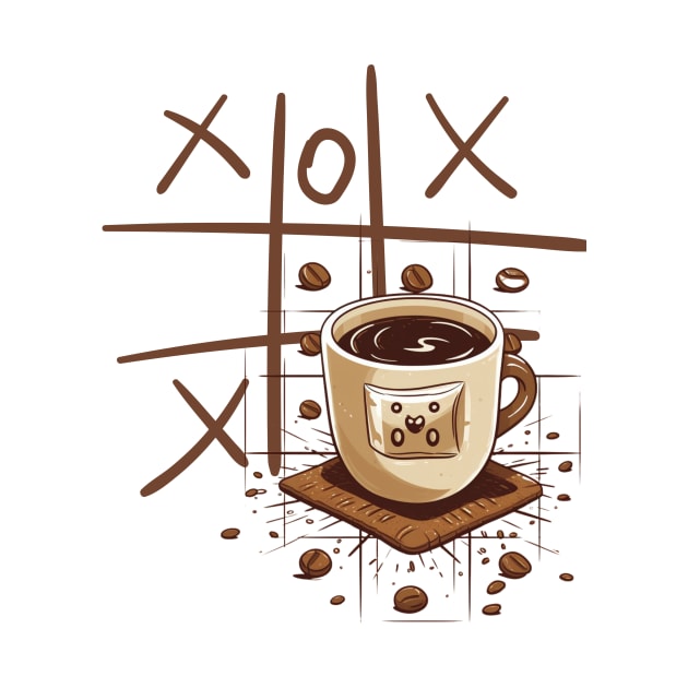 A Cup Of Coffee And Tic-Tac-Toe by Positive Designer