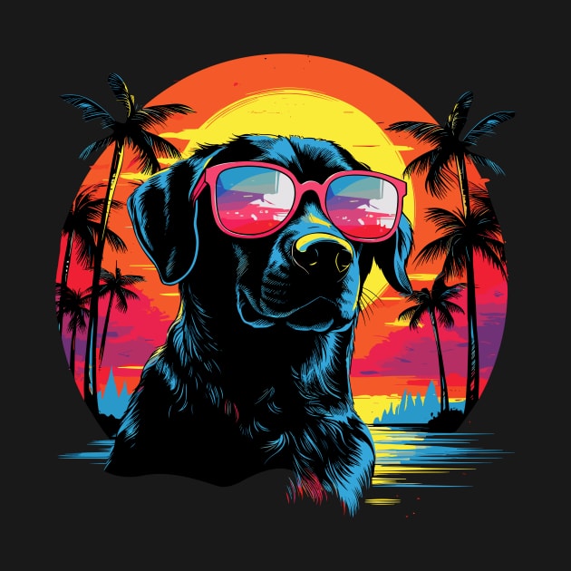 Retro Wave Labrador Dog Shirt by Miami Neon Designs