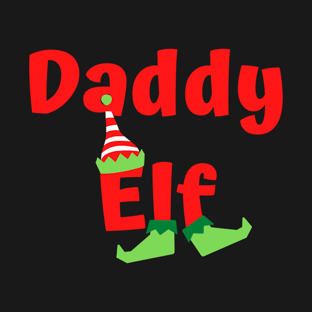 Daddy elf by the christmas shop