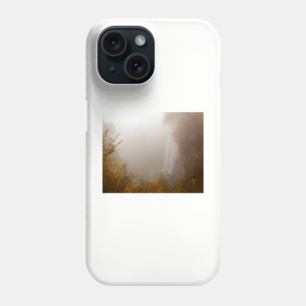 Foggy Dreamlike Fall Colored Waterfall Phone Case by mcdonojj