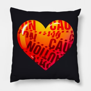 Caution tape heart Pillow