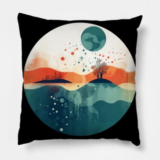 Whimsical Abstract Fantasy Nature-Infused Urban T-Shirt Pillow