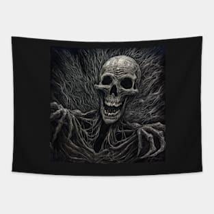 Emerging Nightmare Skeleton Smiles Tapestry