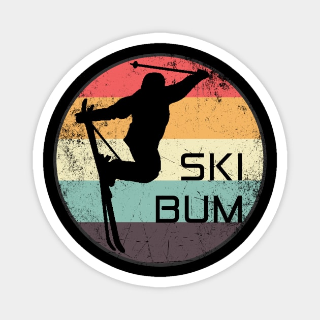 Classic Ski Bum | Skier Tail Grab Silhouette Magnet by jpmariano