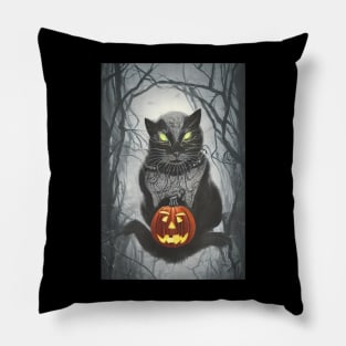 black cat halloween Pillow