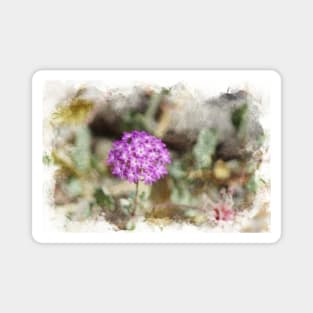 Closeup of Purple Verbena  Digital Watercolor Coachella Valley Wildlife Preserve Magnet