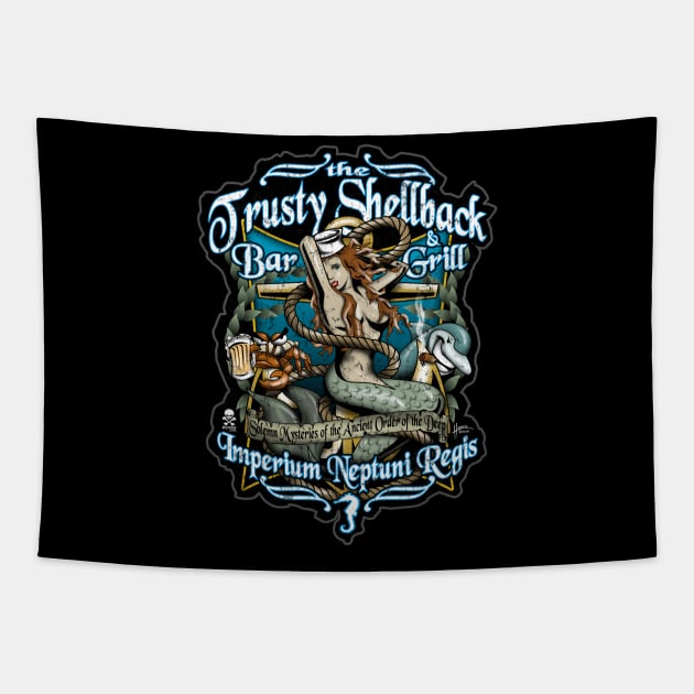 Trusty Shellback Bar & Grill Tapestry by hobrath