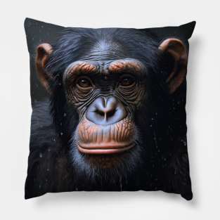 Oil Paint, Hyperrealism, Amazing Zoo Chimpanzee Pillow