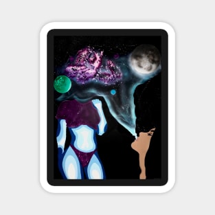 space woman in galactic clouds Magnet