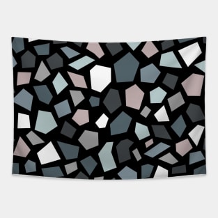 Terrazzo Pattern, Black, Grey and Blue Tapestry